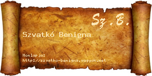 Szvatkó Benigna névjegykártya